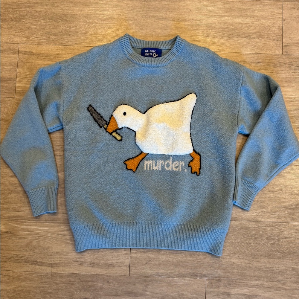 Aelfric Eden Sky Blue Goose Graphic Crewneck Sweater